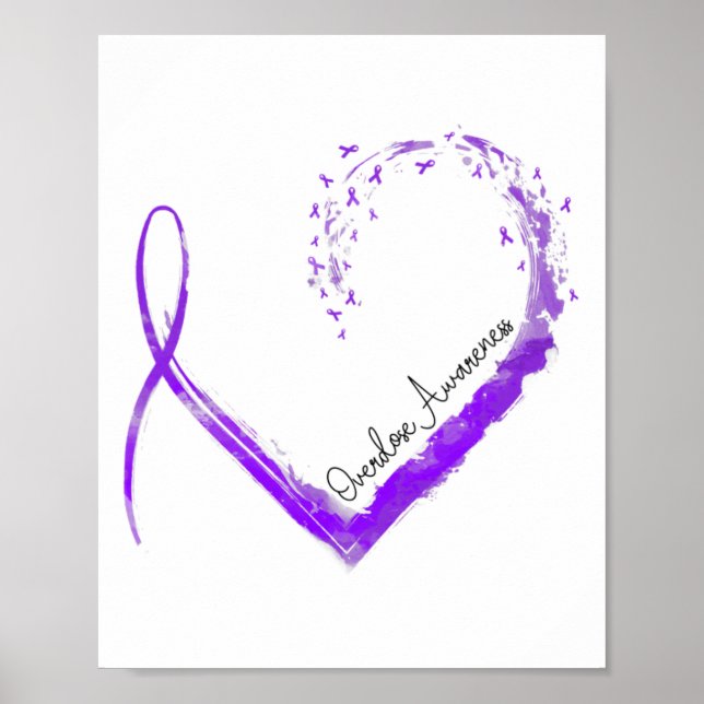 Ribbon Heart Overdose Awareness 1  Poster (Vorne)