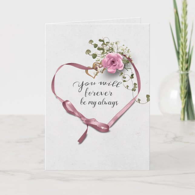 Ribbon Herz mit Rose und Ivy Karte (Vorderseite)
