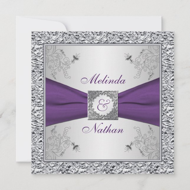 RIBBON Lila Silberhochzeit - Einladung II (Vorderseite)
