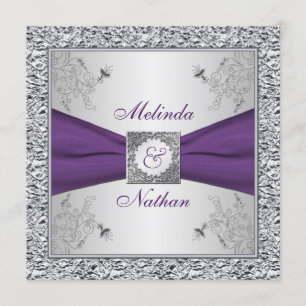 RIBBON Lila Silberhochzeit - Einladung II