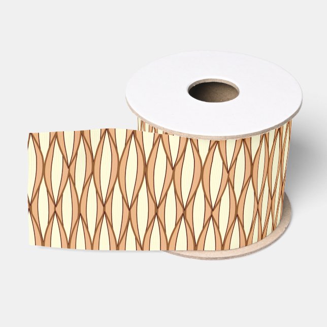 Ribbon Print Mitte des Jahrhunderts - Kamelbraun u Ripsband (Spule)