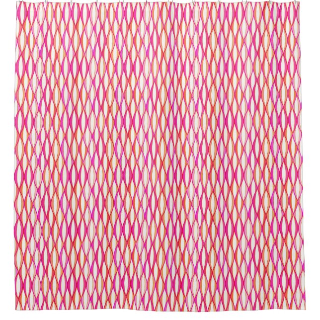 Ribbon Print Mitte des Jahrhunderts - Korallen und Duschvorhang (Vorderseite)