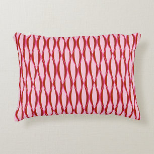 Ribbon Print Mitte des Jahrhunderts - Rosa und Bor Dekokissen