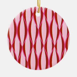 Ribbon Print Mitte des Jahrhunderts - Rosa und Bor Keramikornament