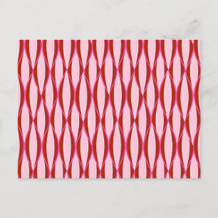 Ribbon Print Mitte des Jahrhunderts - Rosa und Bor Postkarte