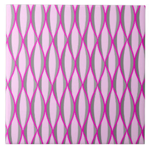 Ribbon-Print Mitte des Jahrhunderts - rosa und gra Fliese