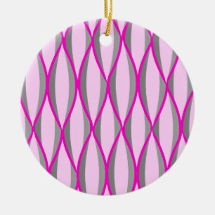 Ribbon-Print Mitte des Jahrhunderts - rosa und gra Keramikornament