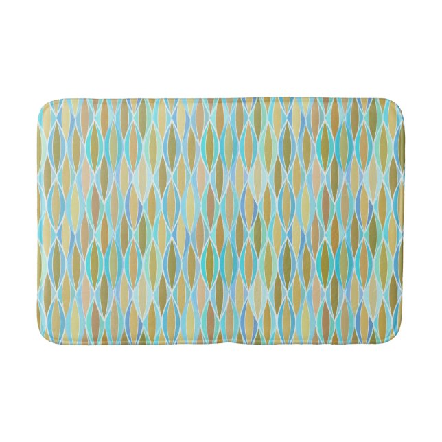 Ribbon Print Mitte des Jahrhunderts - türkis und b Badematte (Vorderseite)