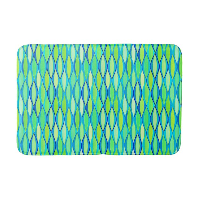 Ribbon Print Mitte des Jahrhunderts - türkis und L Badematte (Vorderseite)