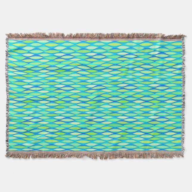 Ribbon Print Mitte des Jahrhunderts - türkis und L Decke (Vorderseite)