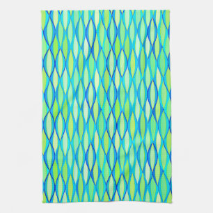 Ribbon Print Mitte des Jahrhunderts - türkis und L Handtuch