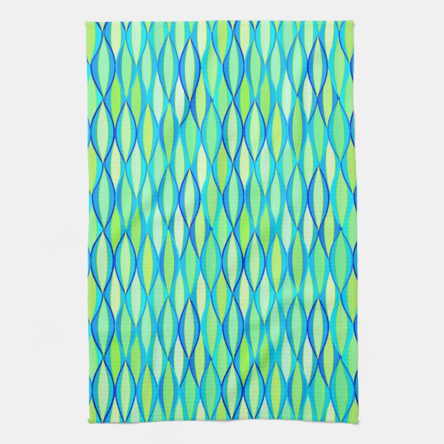 Ribbon Print Mitte des Jahrhunderts - türkis und L Handtuch (Vertikal)