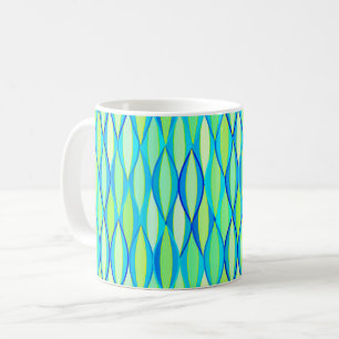 Ribbon Print Mitte des Jahrhunderts - türkis und L Kaffeetasse