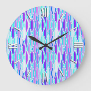 Ribbon Print Mitte des Jahrhunderts - violett und Große Wanduhr