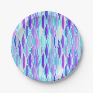 Ribbon Print Mitte des Jahrhunderts - violett und  Pappteller