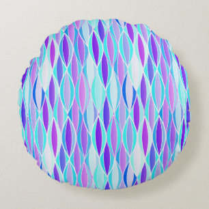 Ribbon Print Mitte des Jahrhunderts - violett und Rundes Kissen