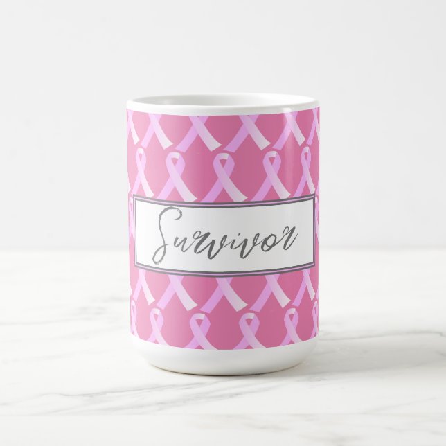 Ribbon rose Cancer du sein Survivant Café Mug (Centre)