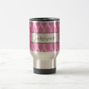 Ribbon rose Cancer du sein Survivant Mug Voyage