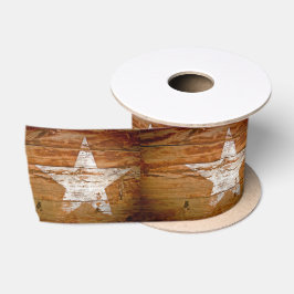 Ribbon Rustic WoodGrain Primitive White Paint Star Satinband