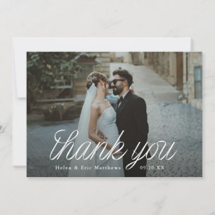 Ribbon Schrift Minimalistische Hochzeitsfoto Dankeskarte