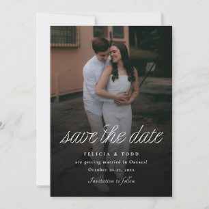 Ribbon Schrift Minimalistische Hochzeitsfoto Save The Date