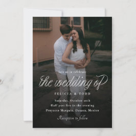 Ribbon Script Minimalist Wedding Photo Einladung