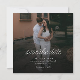 Ribbon Script Minimalist Wedding Photo Square Save The Date