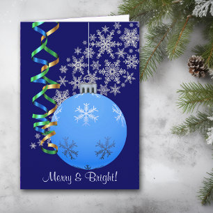 Ribbon Snowflake Blue Christmas Bulle Feiertagskarte