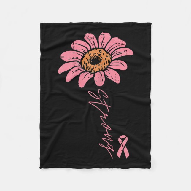 Ribbon Sonnenblumen Starkes Brustkrebs-Bewusstsein Fleecedecke (Vorderseite)