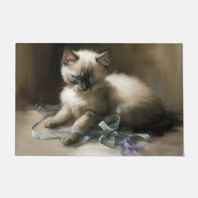 Ribbon Tangle Siamese Kitten Fußmatte (Vorderseite)