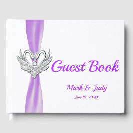 Ribbon violet Silver Swans Mariage Livre d'or