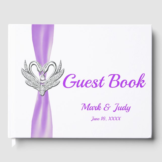 Ribbon violet Silver Swans Mariage Livre d'or (Recto)