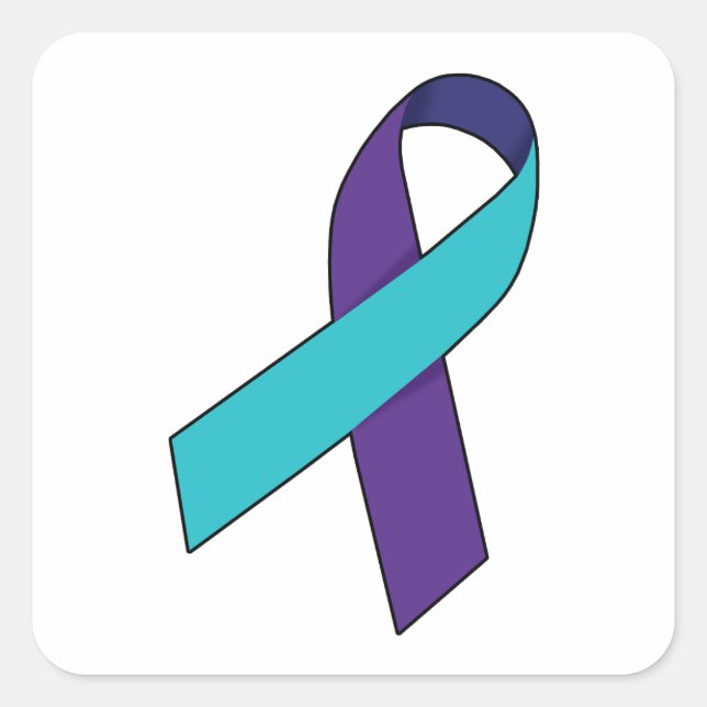 Ribbon zur Suizidprävention Quadratischer Aufkleber (Vorderseite)