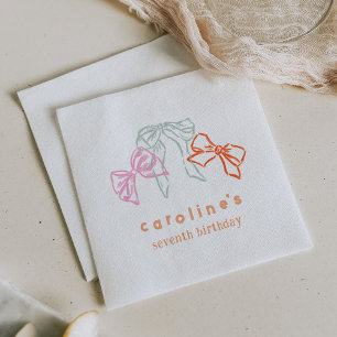 Ribbons and Bows Watercolor Girls Geburtstagsparty Serviette
