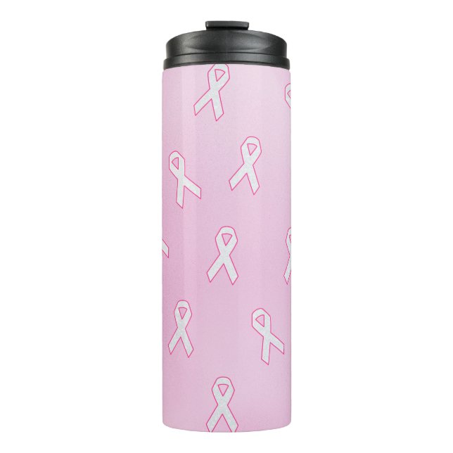 Ribbons mit hellrosa Hintergrund Thermosbecher (Vorderseite)