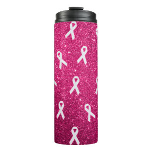 Ribbons mit rosa Glitzer Hintergrund Thermosbecher