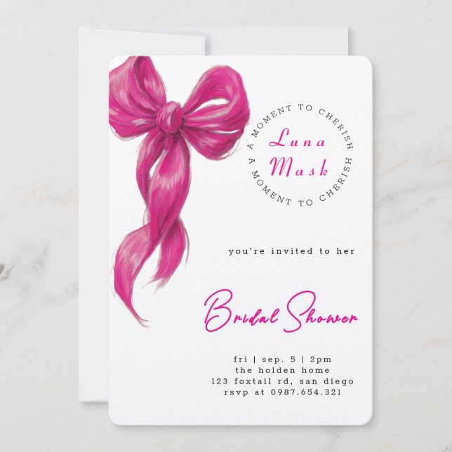 Ribbons & Romance Bridal Shower Einladung (Vorderseite)