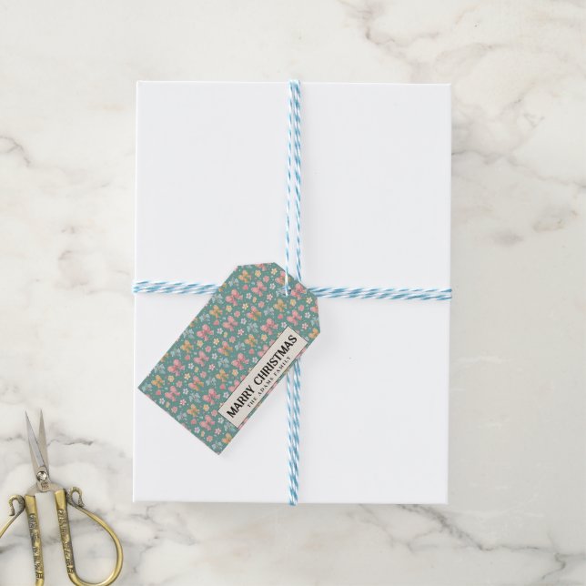 Ribbons und Blume Green Custom Frohe Weihnachten Geschenkanhänger (Mit Garn)