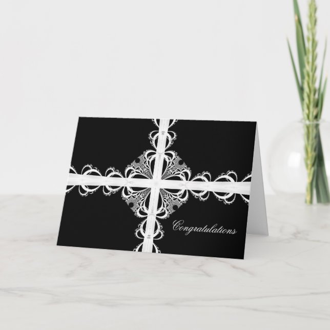 Ribbons und Spitzen Schwarz und Weiß, Glückwünsche Karte (Vorderseite)