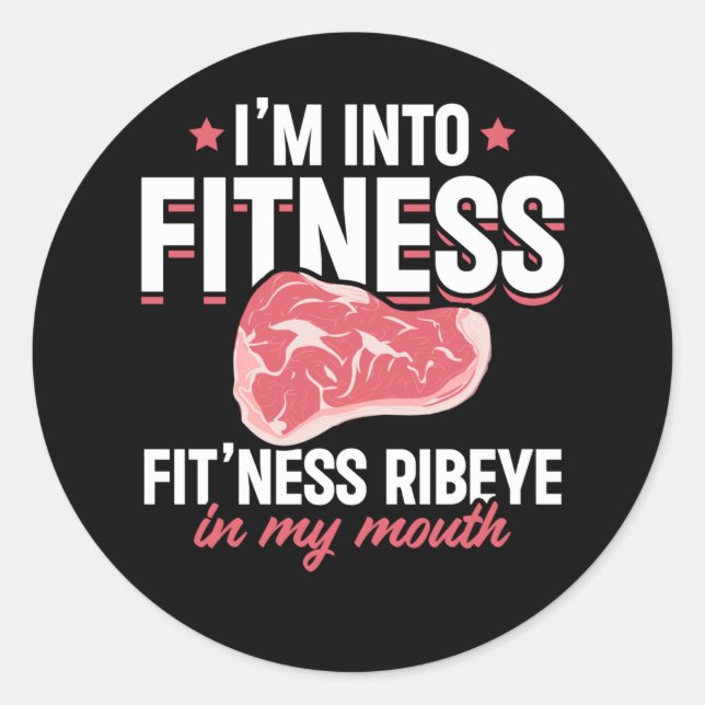 Ribeye Steak Funny Fitness Spaß Runder Aufkleber (Vorderseite)