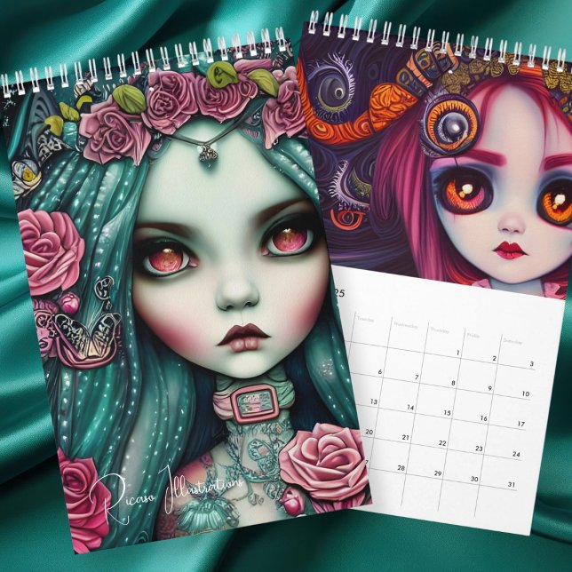 Ricaso Gothic Girls Illustrations Kalender (Ricaso Gothic Girls Illustrations Calendar by Ricaso. Start at any month and year. )
