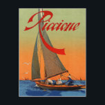 Riccione, Rimini, Italien, Segelboot, Vintag Postkarte<br><div class="desc">Perfektes Bild für Ihr neues Druckdesign. Es könnte ein schönes Geschenk oder "letzte Touch" für die Dekoration von Zuhause sein.</div>