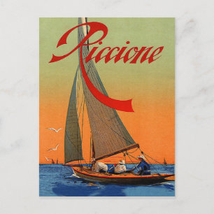 Riccione, Rimini, Italien, Segelboot, Vintage Postkarte