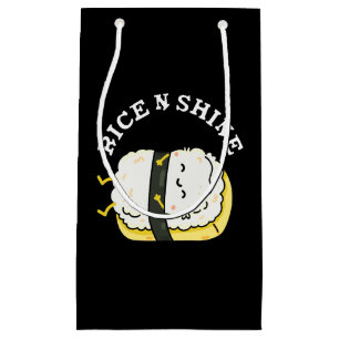 Rice and Shine Funny Sushi Pun Dark BG Kleine Geschenktüte