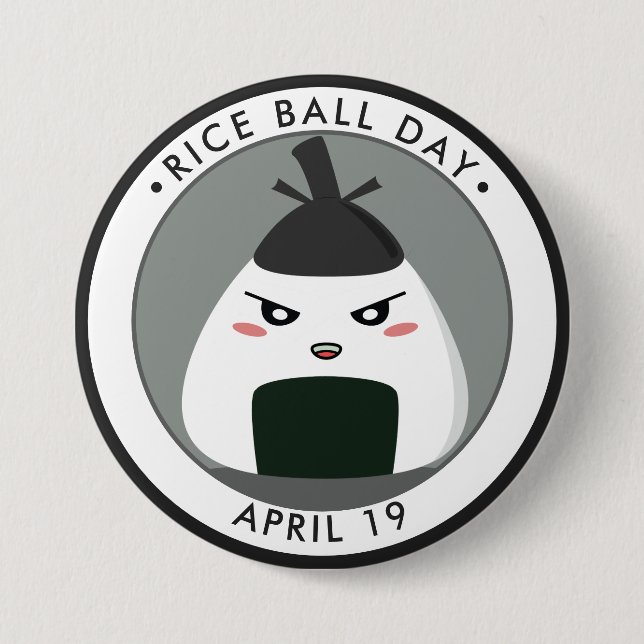 Rice Ball Day, kawaii Onigiri Button (Vorderseite)