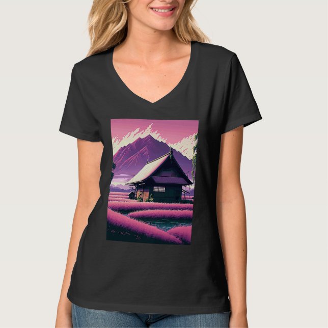 Rice Field Landscape Japan T-Shirt (Vorderseite)