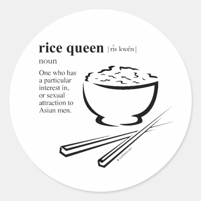 RICE QUEEN RUNDER AUFKLEBER (Vorderseite)