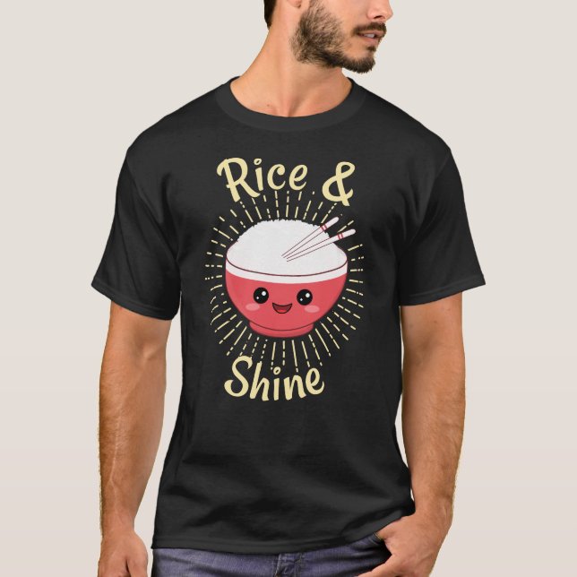 Rice und Shine Niedlich Kawaii Ramen Rice Bowl Pub T-Shirt (Vorderseite)