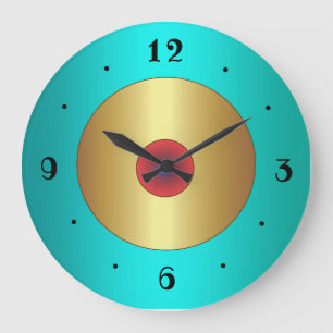 Rich aqua mit Goldene Center >Schlichte Küchenuhre Große Wanduhr