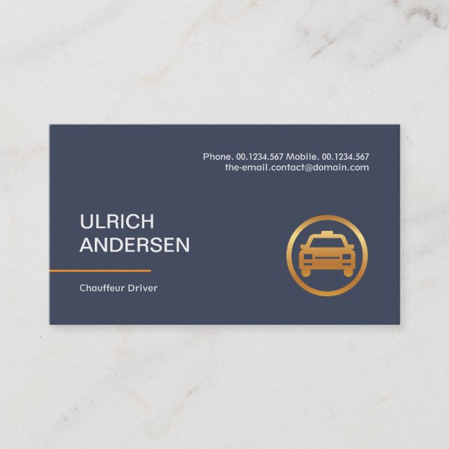 Rich Blue Einfache Schlichte Limousine Taxi Visitenkarte (Vorderseite)
